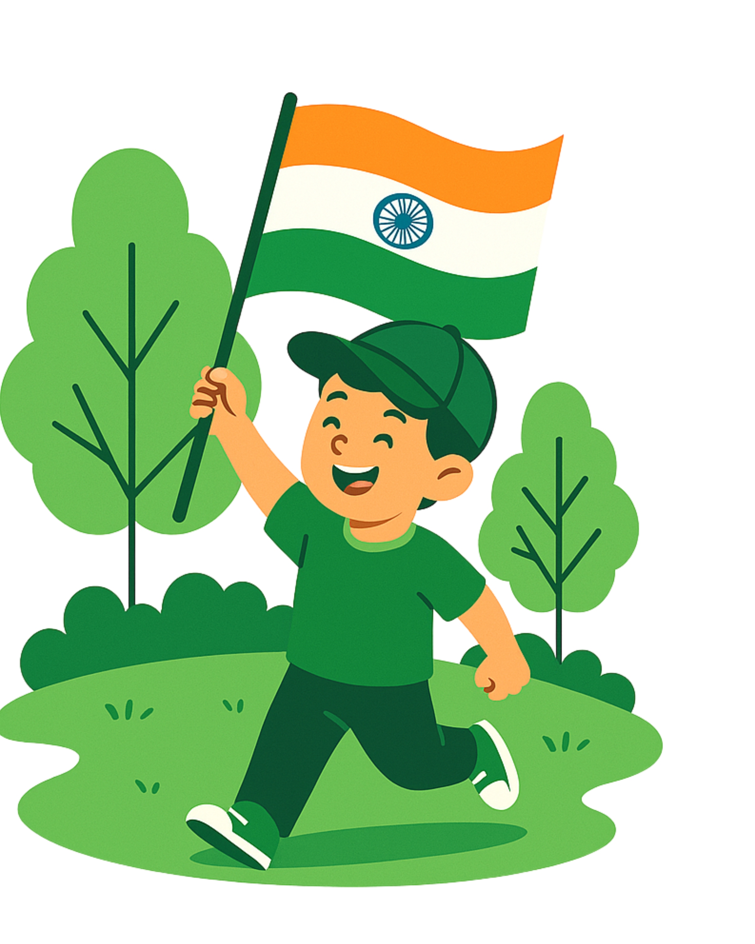 Student holding a flag at Avishkar English School